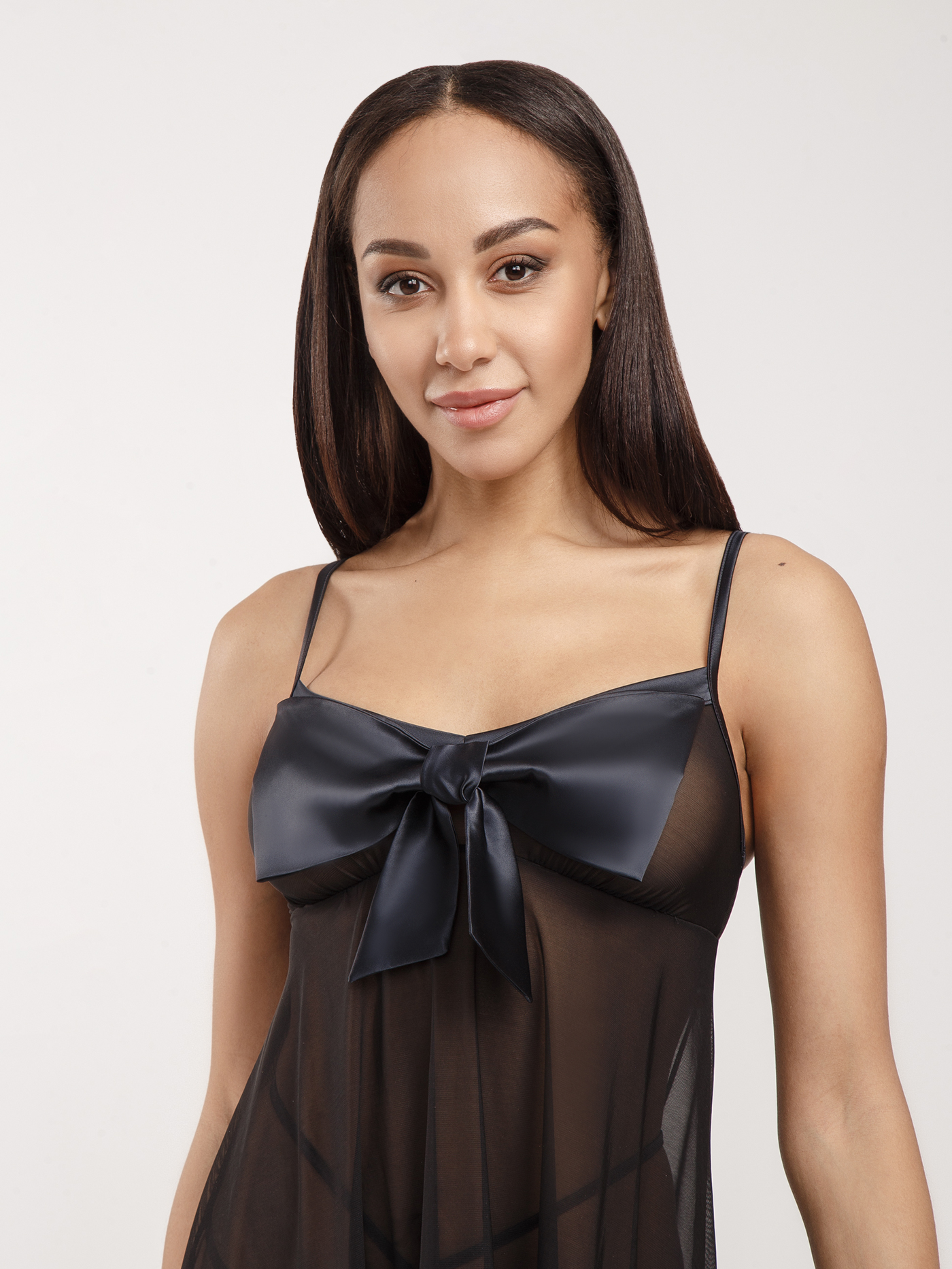 Сорочка на бретелях Черный 2846F3206 | фото 3